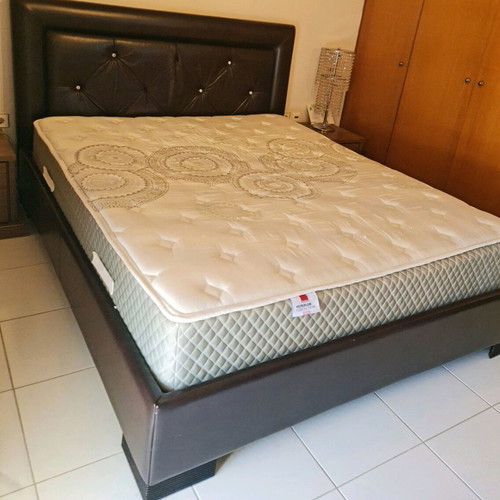 Konsolakis luxury bedroom set with solid wood and leather upholstery