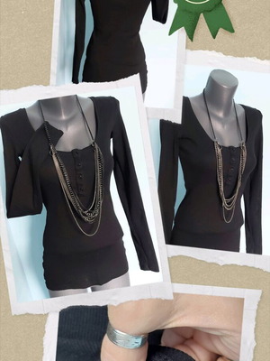 Ριπς μαύρη βαμβακερή μπλούζα Pieces σαν καινούργια