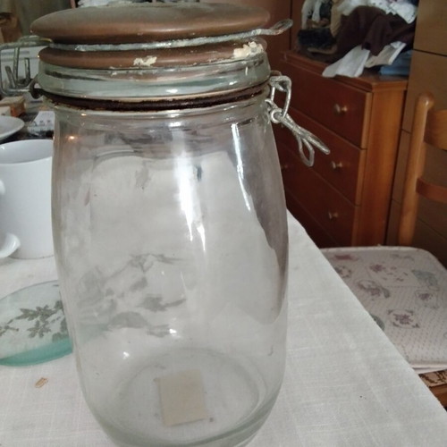 Vintage glass jars with ceramic lids, set of two