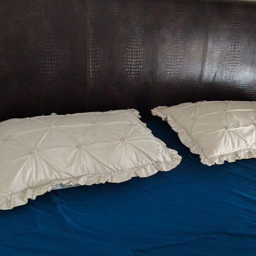 Leather bed with storage, handmade, with memory mattress