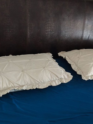 Leather bed with storage, handmade, with memory mattress