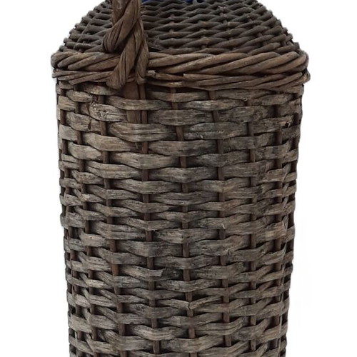Antique Demijohn 3L Brown Glass and Wicker Early 20th Century Used