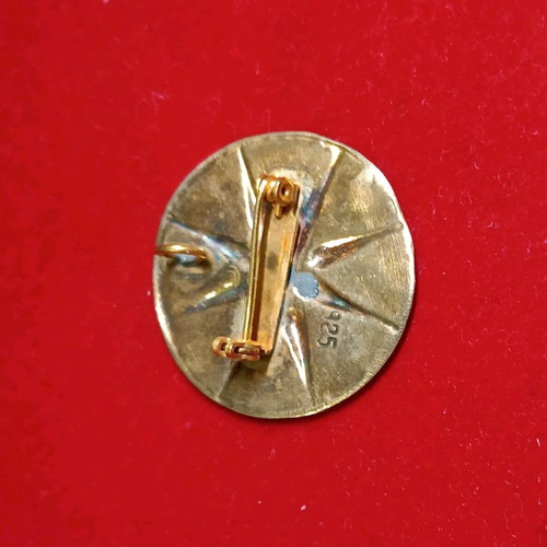 Vergina Sun Pin Pendant 925 Silver Gold Plated Like New