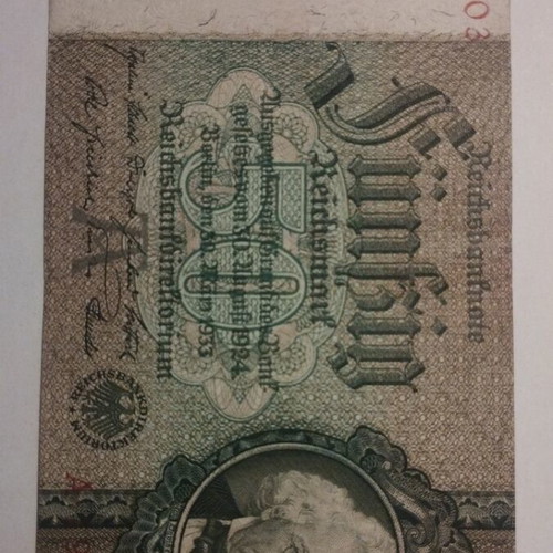 German 50 Mark banknote used, pre-war 1933