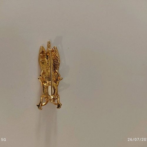 Yves Rocher gold plated brooch like new, cicada design with cabochon stone
