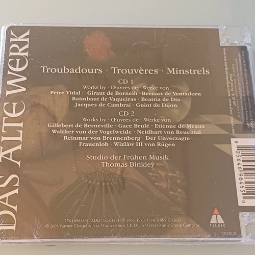 Studio Der Frühen Musik Thomas Binkley Troubadours Trouvères Minstrels 2CD new, classical