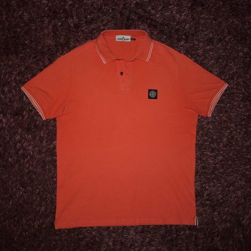 Stone Island Polo Shirt XXL used, white and orange