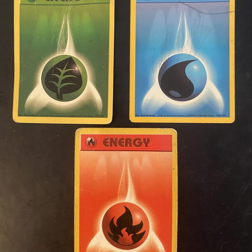 Pokémon Energy Cards used, pack of 3 from Base Set 1999