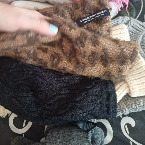 Winter accessories new, scarves gloves hats and ribbons
