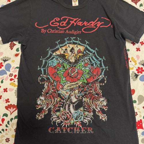 Ed Hardy by Christian Audigier T-shirt like new, black, size M