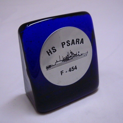 Paperweight used frigate HS PSARA F-454 solid glass