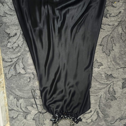Dress with detailed neckline, satin-like fabric, size S