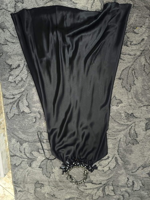 Dress with detailed neckline, satin-like fabric, size S