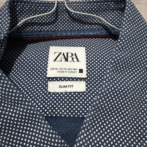 Zara Man Polka Dot Shirt XL like new, Navy Blue
