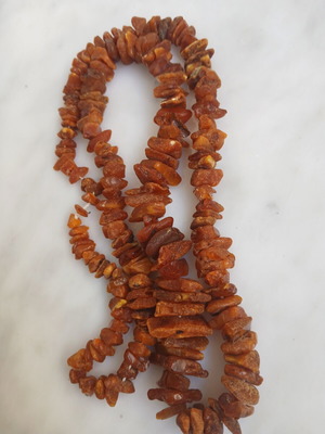 Necklace of natural amber, 70 cm length, 45 grams