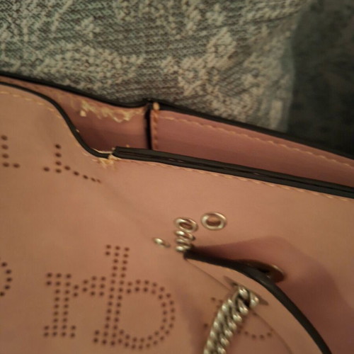 Rocco Barocco bag with embossed letters and matching pouch, pink