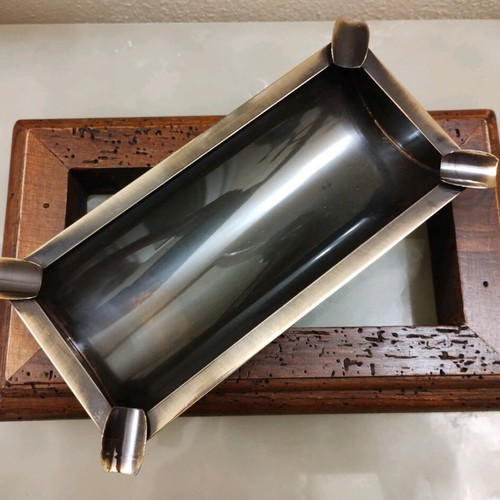Handmade Ashtray from Tin and Wood