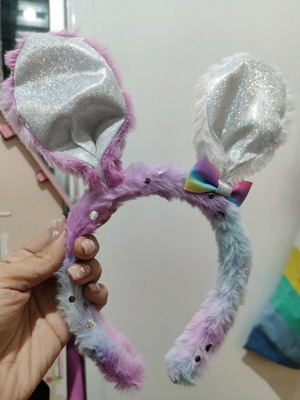 Colored fluffy bunny headband like new