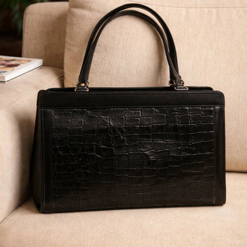 Leather handmade large shoulder bag new, black