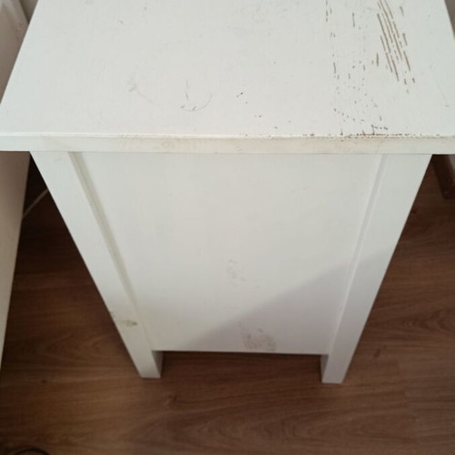 Wooden nightstand with 2 drawers white, like new