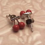Silver stud earrings with cherries used