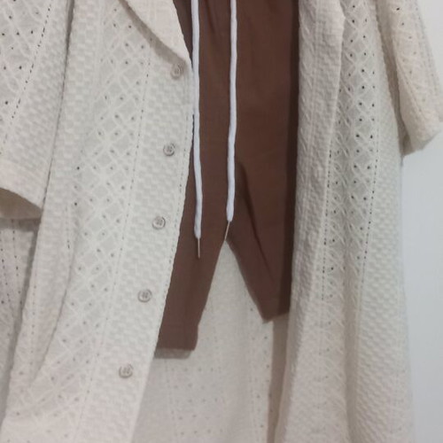 Summer set small with shorts and shirt, new, beige and brown