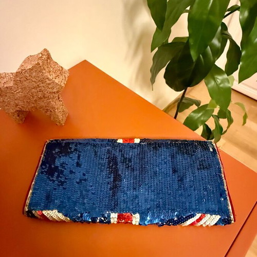 Accessorize Union Jack sequin clutch bag very good condition