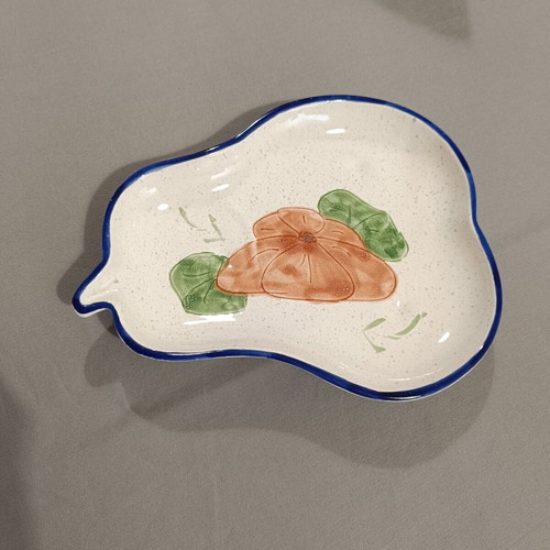 Vintage ceramic plates set of 2 handpainted pear and apple