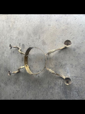 Bronze Column Lamps set of 4 used, custom Austria 1996, solid 24kg each