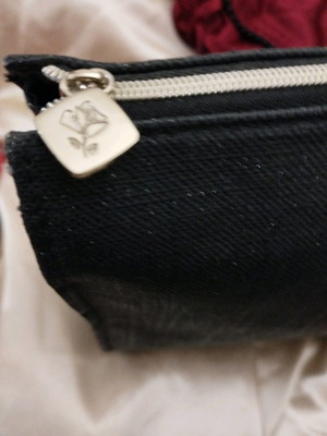 Lancome toiletry bag like new gray black shiny