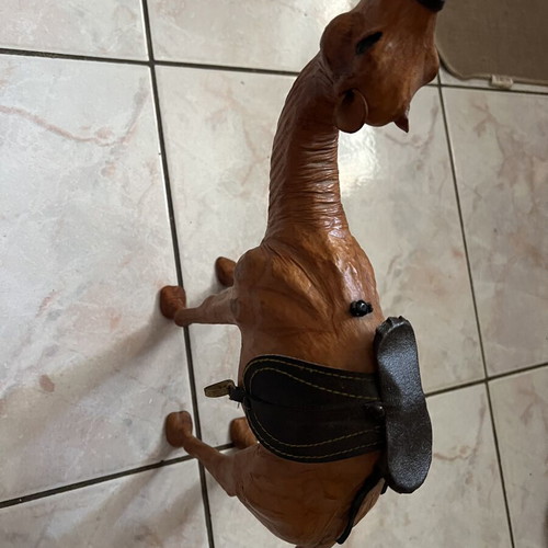 Leather camel figurine, 33 cm height