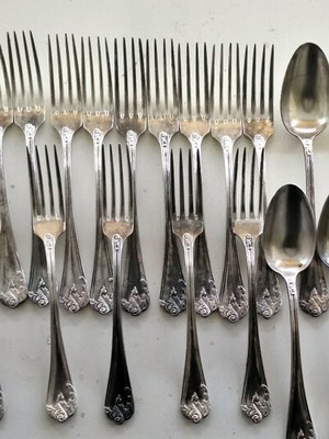 Metal Blanc 84 cutlery used, collection of 32 silver-plated pieces