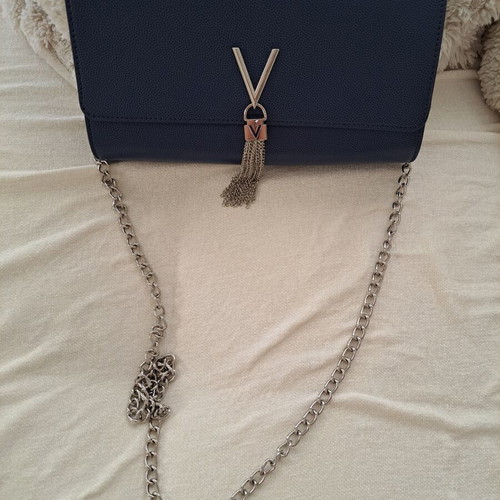 Valentino crossbody bag new, navy blue with detachable chain