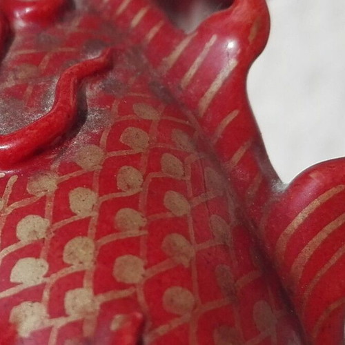 Red Dragon Ceramic Figurine vintage 60s/70s used