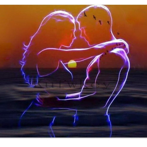 Diamond painting kit couple at sunset, new, 40x50 cm