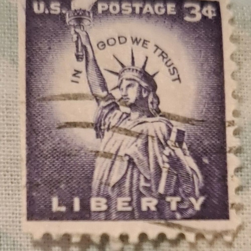 American Stamp 1954 used, USA 3¢ Statue of Liberty
