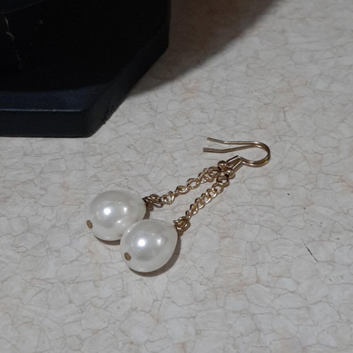 Jewelry set with pearls in steel, necklace length 60 cm, new