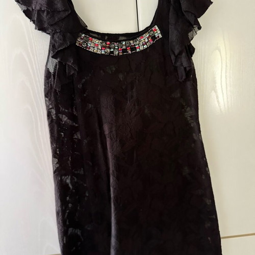 Semi-transparent dress used, black with stones, size M