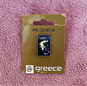 Καρφίτσα πέτου Ελλάδα. Pins collection Greece. Ελλάδα χάρτης μπλε σμάλτο pin.