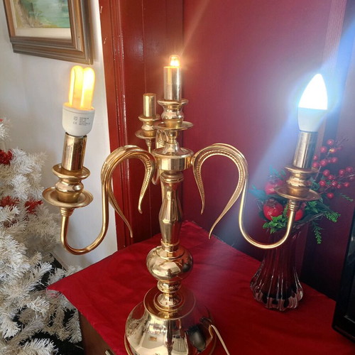 Vintage brass four-light lamp like new, height 60 cm