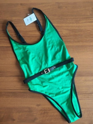 Palmers green one-piece swimsuit with decorative belt