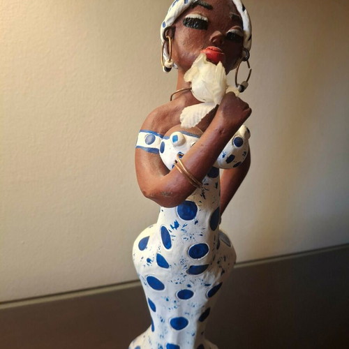 Handmade ceramic figurine from Brazil, 25 cm tall