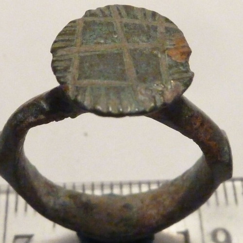 Antique Revival bronze ring with cross used
