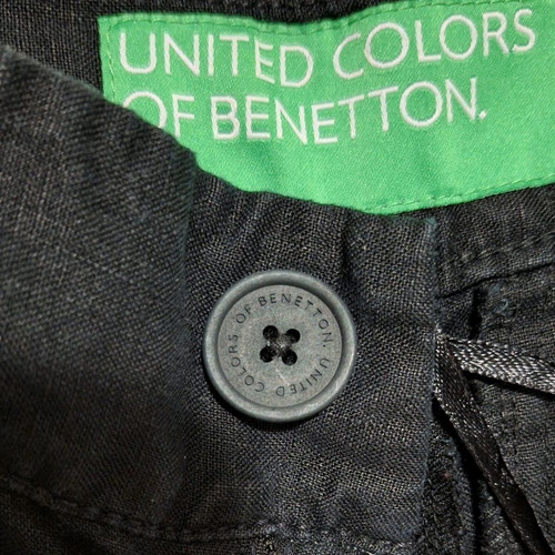 Benetton linen pants black 7/8 like new, size XS