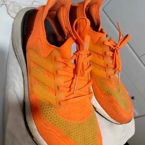 Adidas Superboost athletic shoes used, orange, size 43