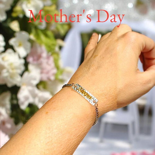 Handmade identity bracelet Mama with silver identity and steel chain new