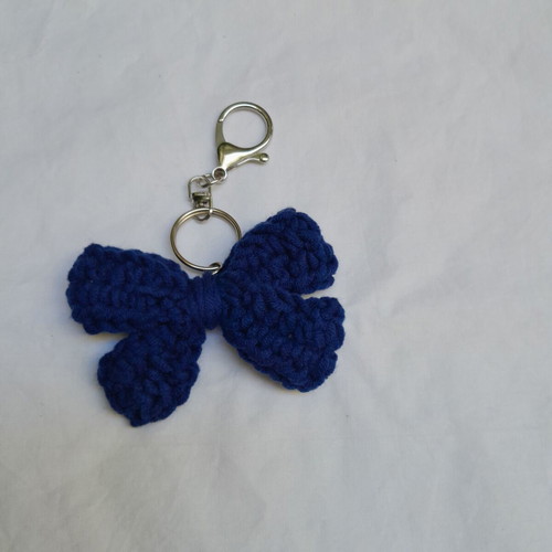 Charms keychain handmade blue soft yarn decoration