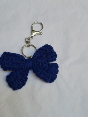 Charms keychain handmade blue soft yarn decoration