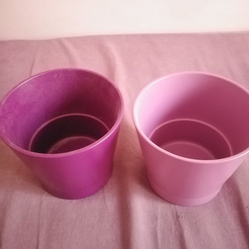 IKEA ceramic flowerpots new, dark purple and light lilac
