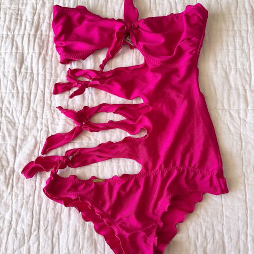 Luli Fama Hot Pink Cut Out Swimsuit XS like new
